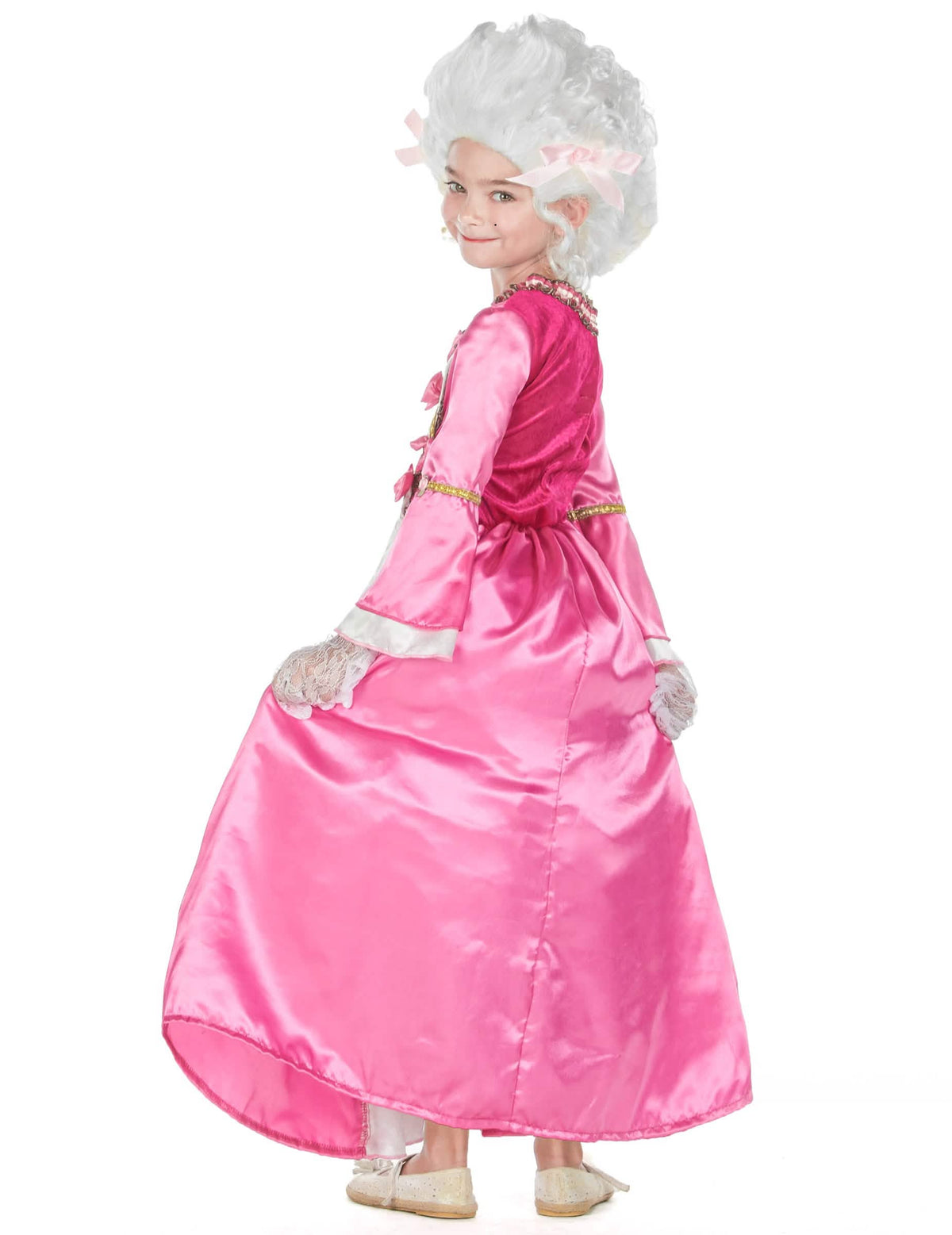 Stražnji pogled na rozu haljinu za dječji kostim Marie-Antoinette