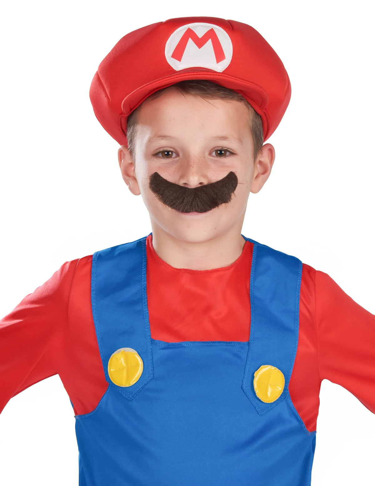 Krupni plan na brkove i kapu kostima Mario za dijete