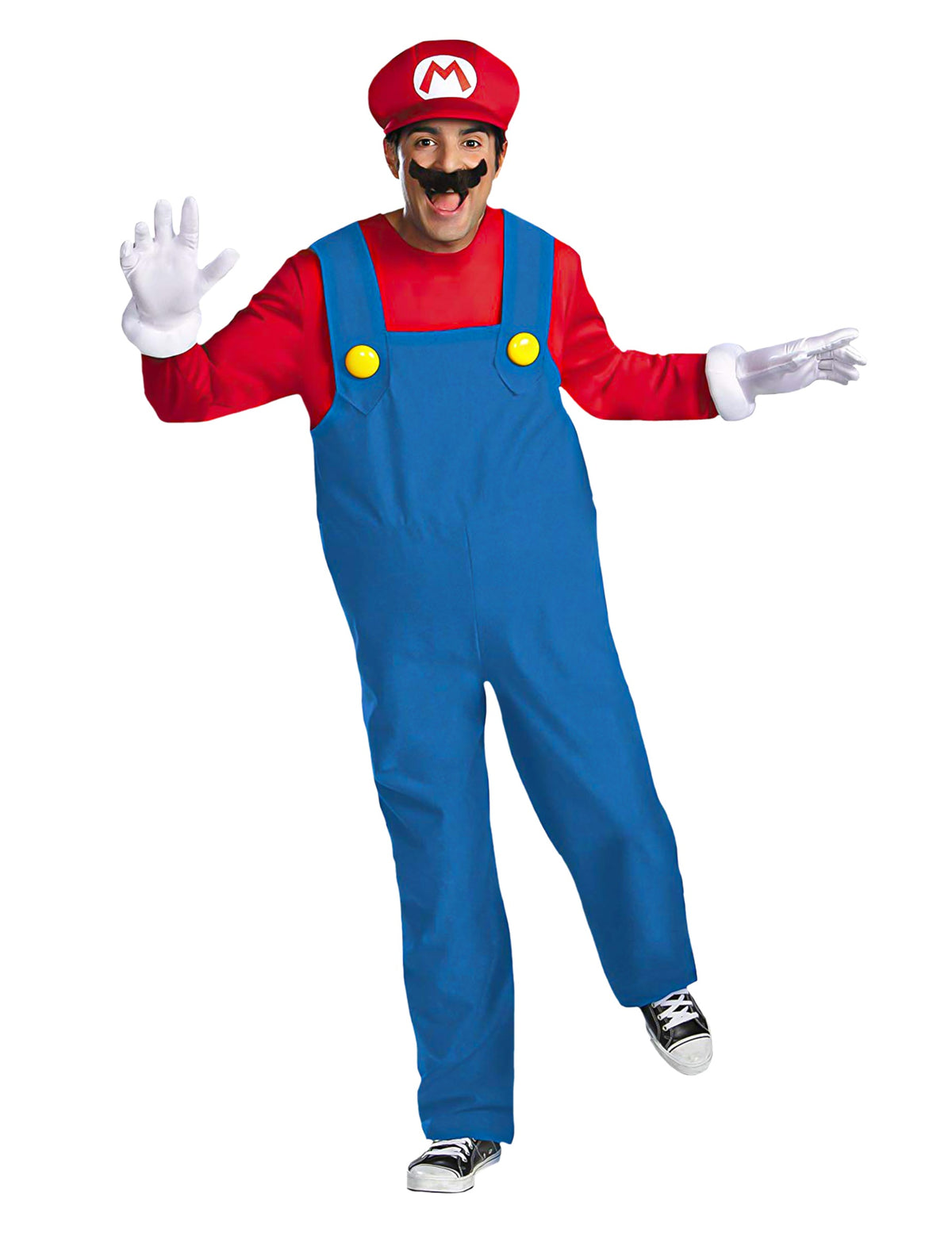 Déguisement Mario™ Deluxe pour adulte rouge et bleu avec casquette et moustache