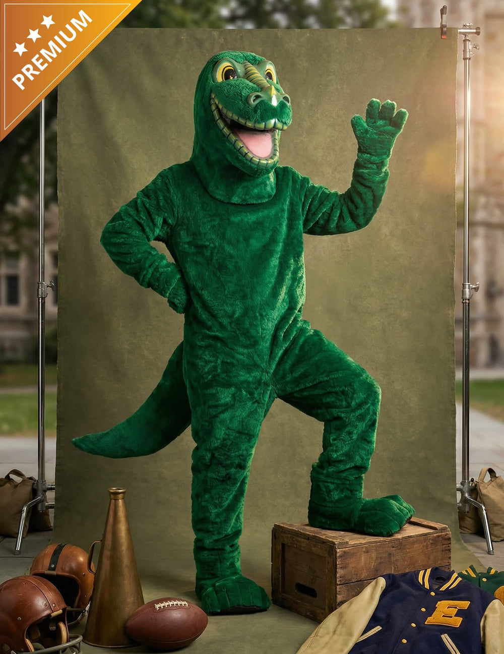 Kostim maskote dinosaurus za odrasli zelena od plišane tkanine