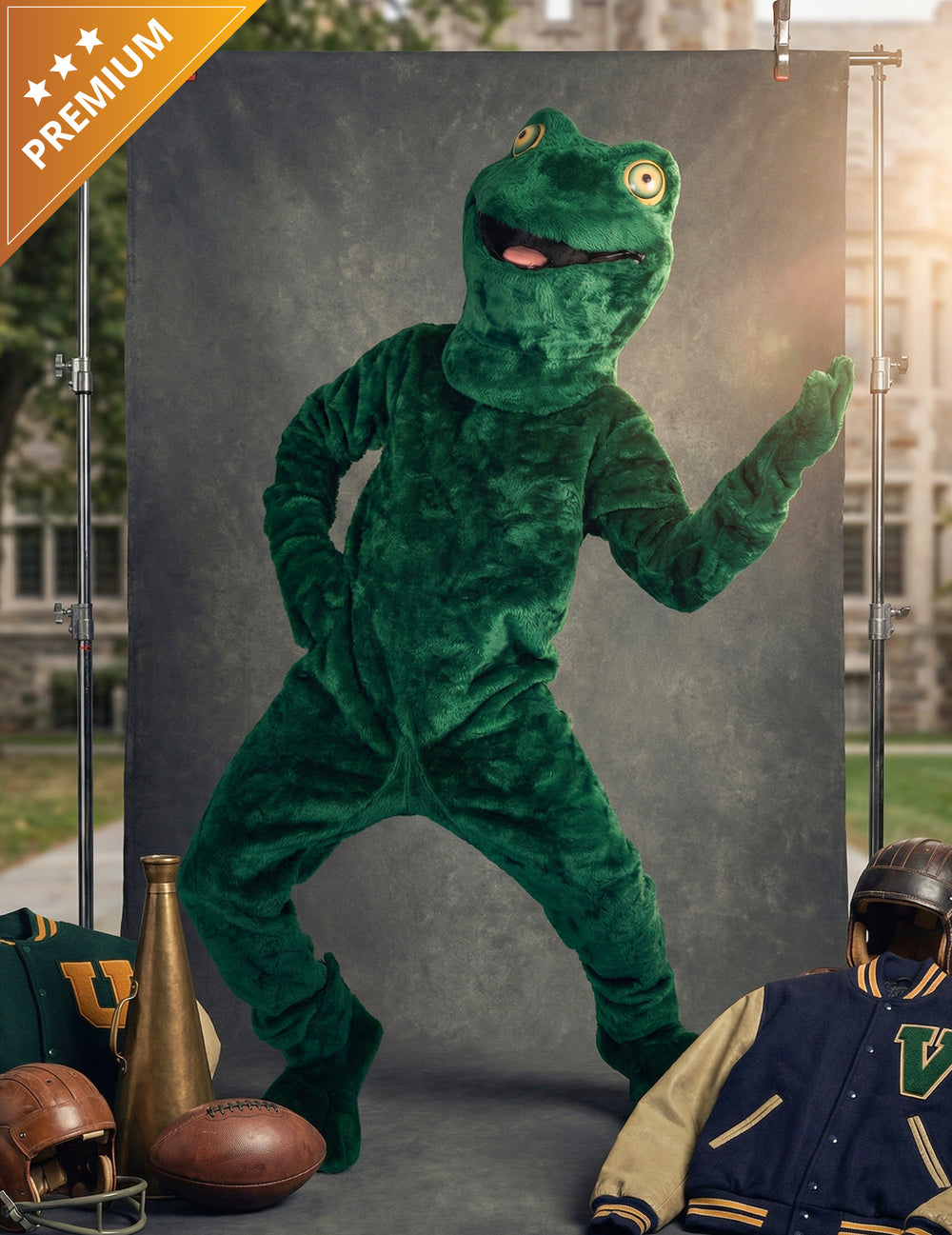 Déguisement mascotte grenouille pour adulte vert en peluche