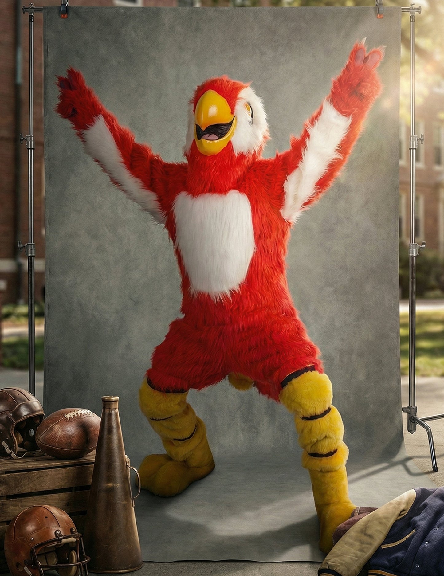 Kostim maskote crvene papige za odrasle