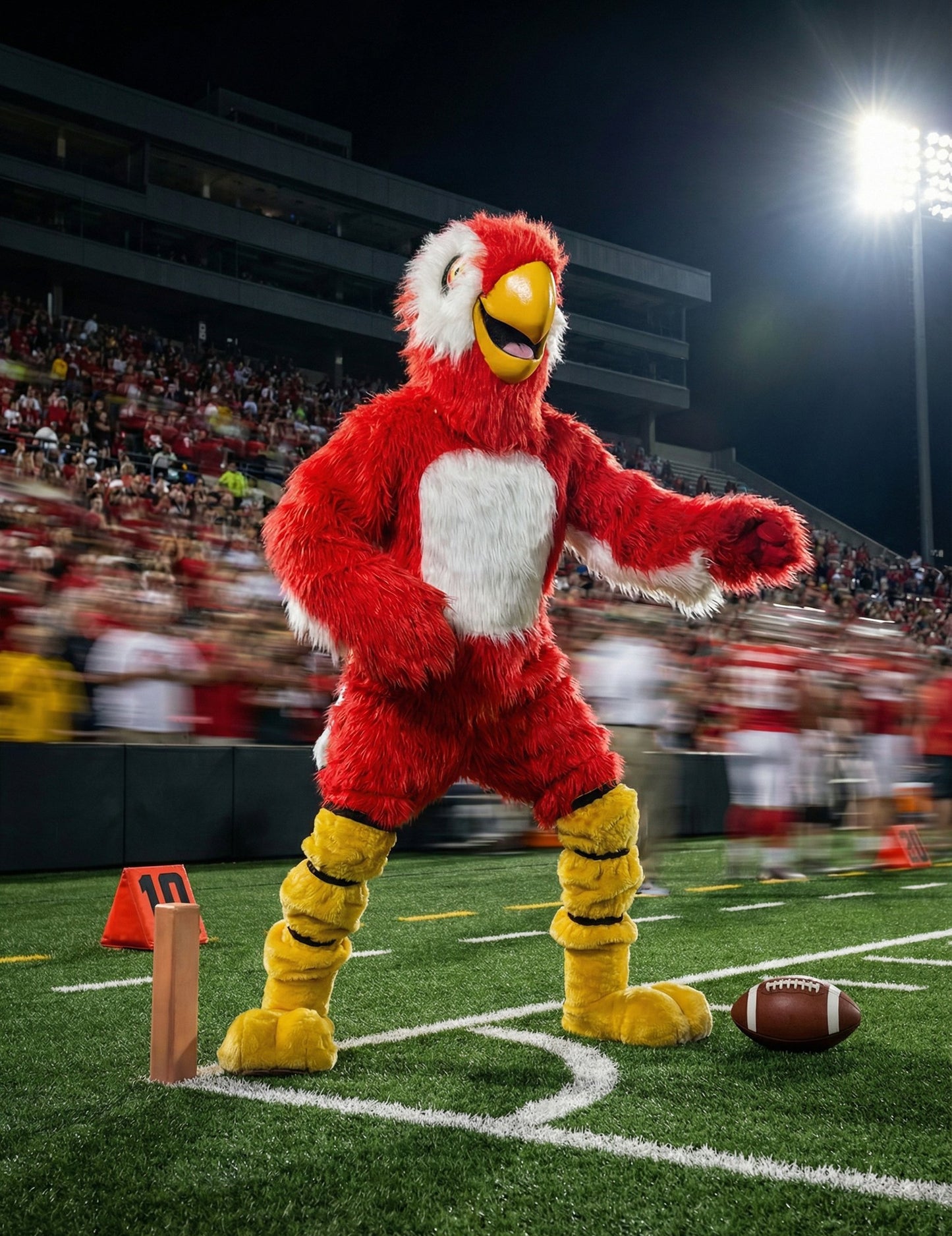 Kostim maskote crvene papige za odrasle