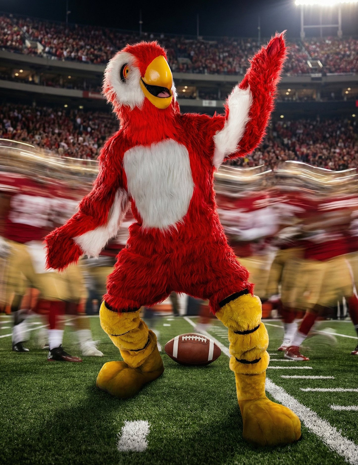 Kostim maskote crvene papige za odrasle