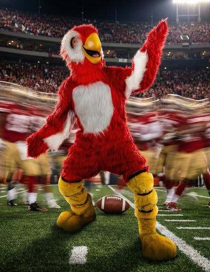 Kostim maskote crvene papige za odrasle