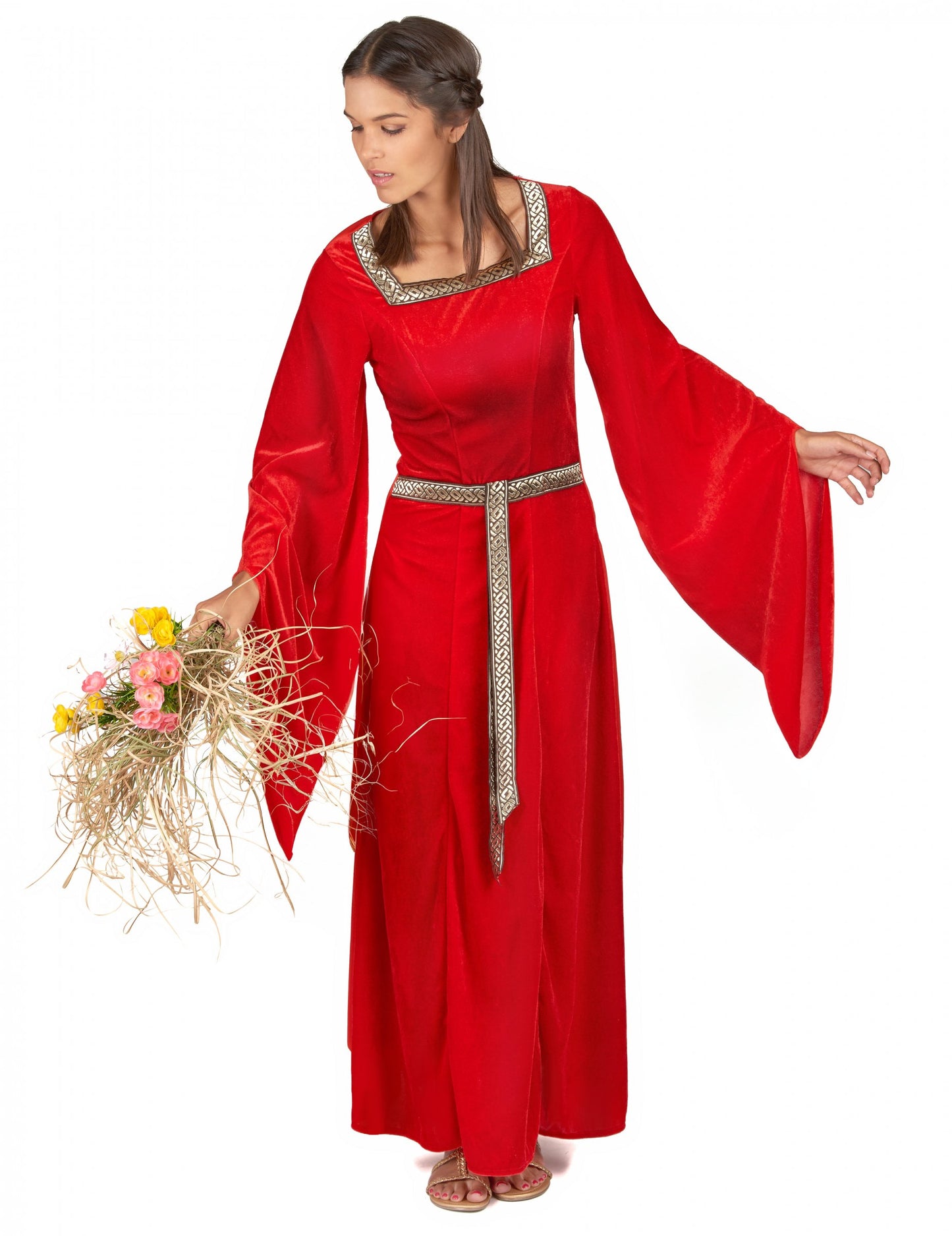 Crveno srednjovjekovno prerušavanje ženskog efekta baršuna