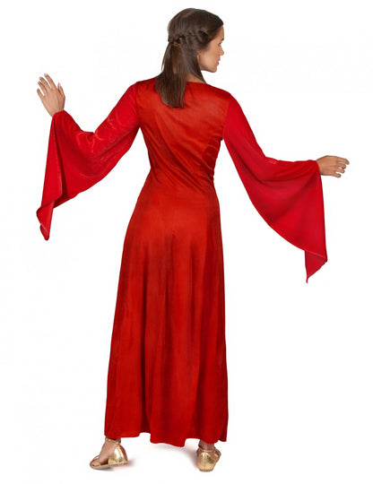 Crveno srednjovjekovno prerušavanje ženskog efekta baršuna