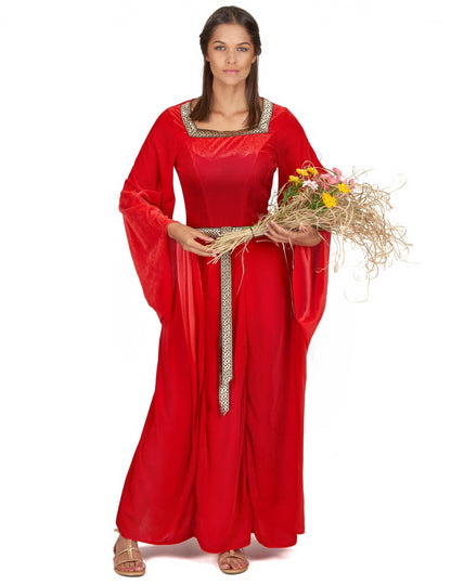 Crveno srednjovjekovno prerušavanje ženskog efekta baršuna