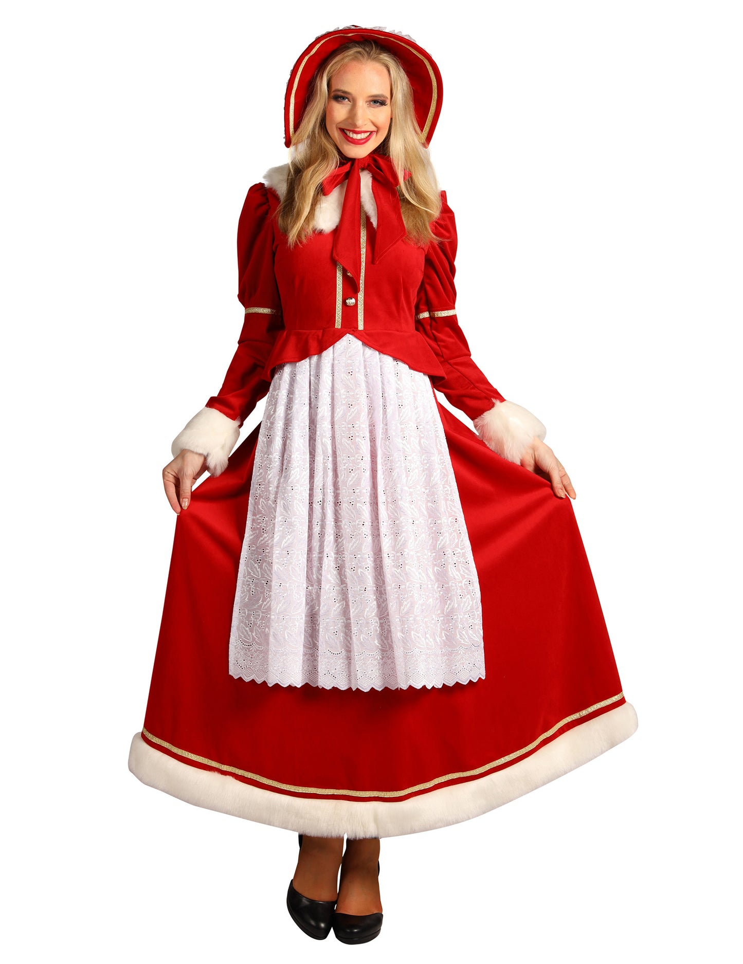 Tradicionalni kostim gospođe Mraz za žene s pregačom