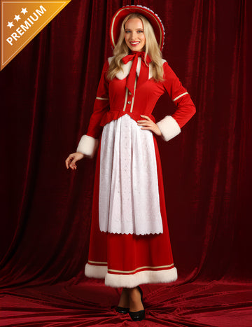 Tradicionalni kostim gospođe Mraz za žene s pregačom