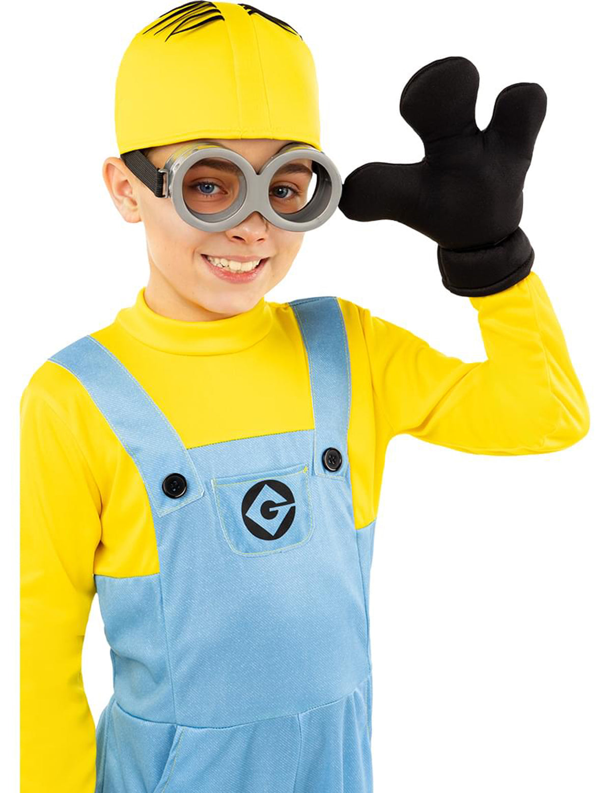Déguisement Minions™ Dave pour enfant jaune et bleu avec lunettes et gants