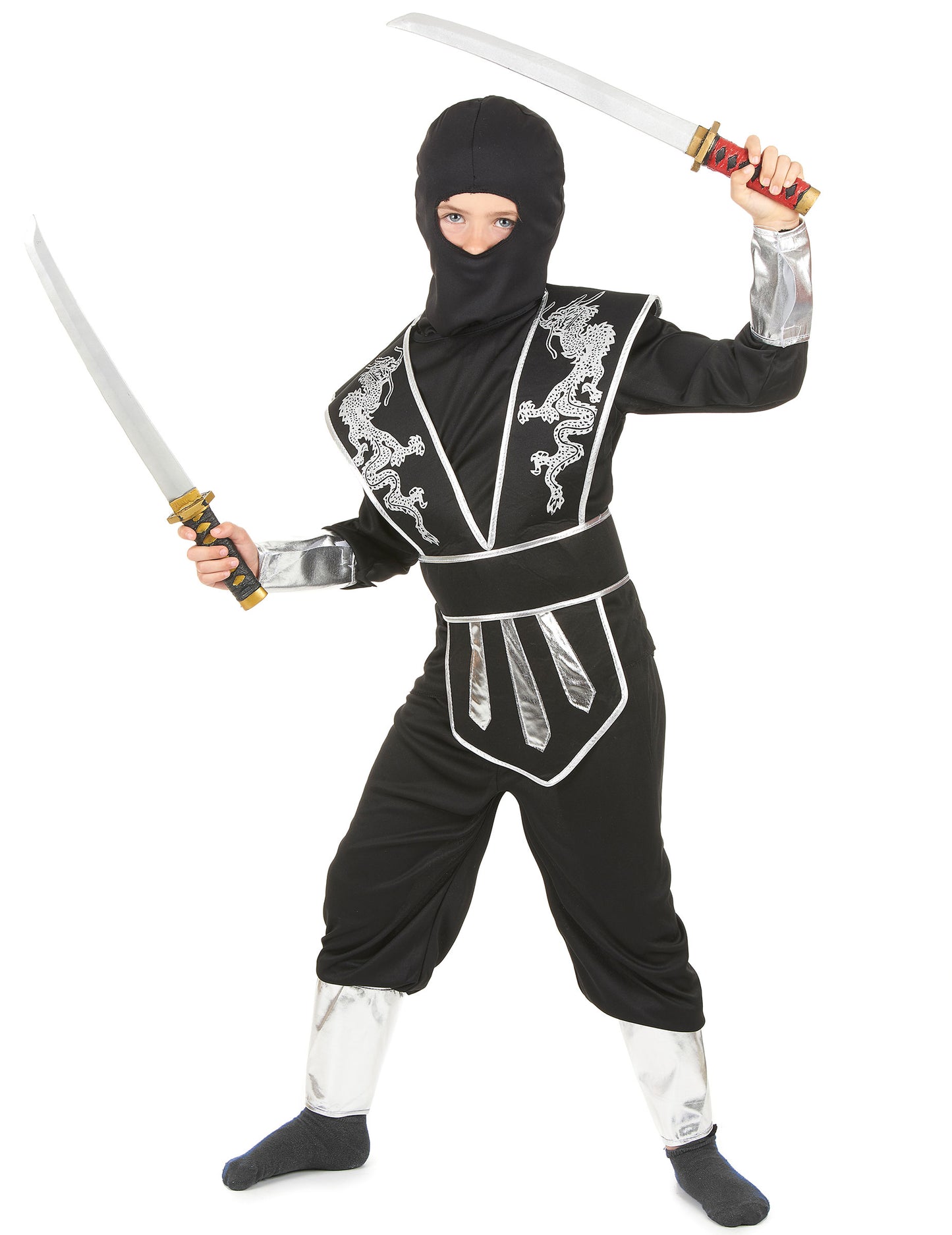 Crni i srebrni kostim ninja