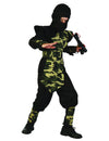Déguisement ninja militaire plastron pour garçon noir et camouflage vert