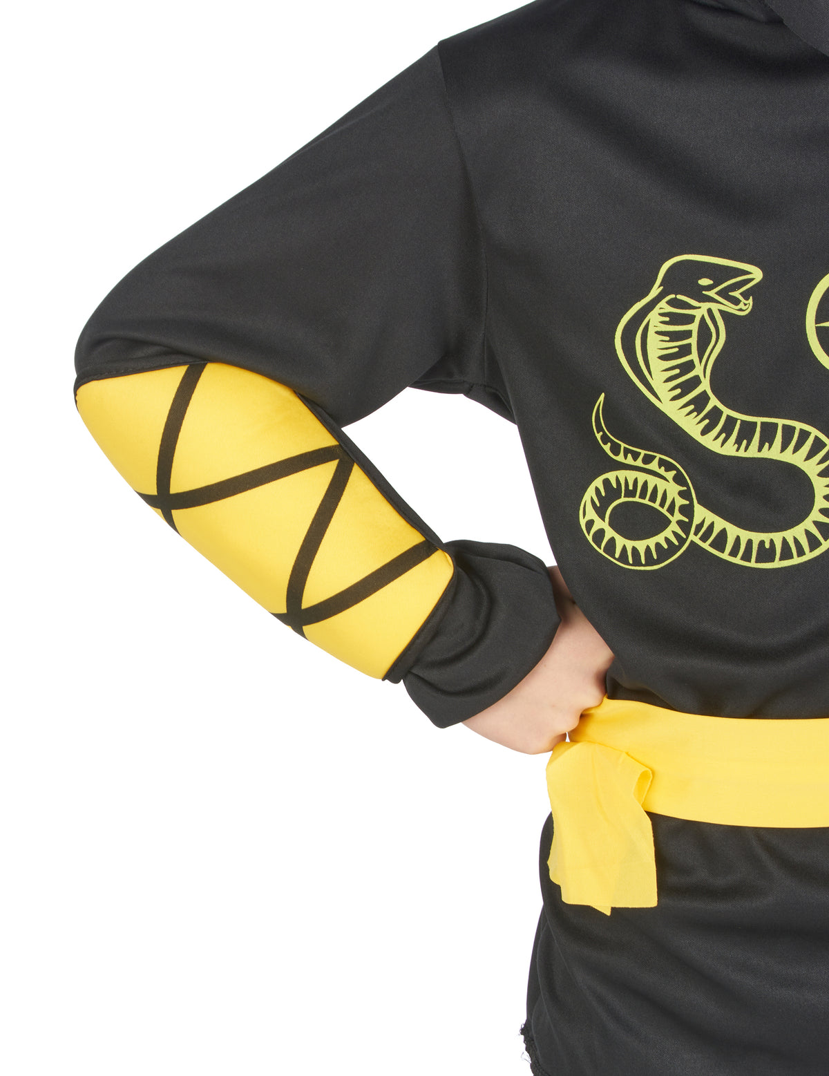 Détail de la manche et de la ceinture du déguisement ninja pour garçon