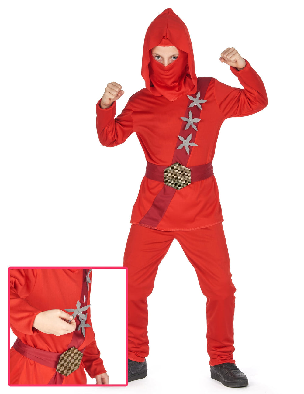 Déguisement ninja pour garçon rouge avec étoiles