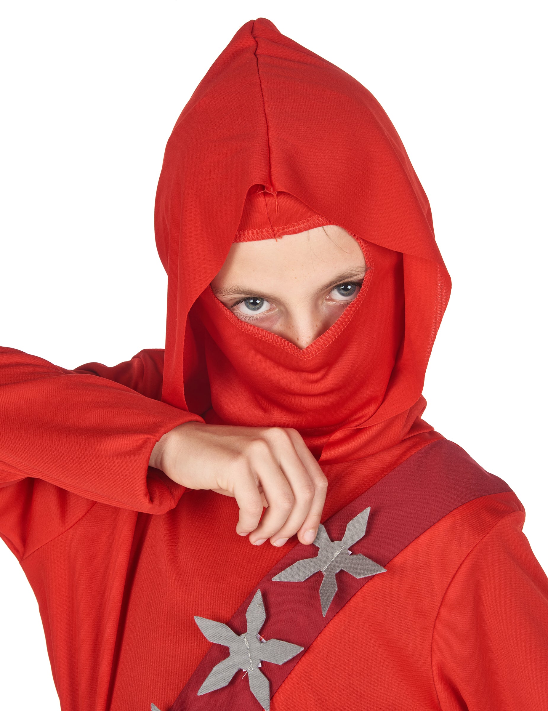 Déguisement ninja pour garçon rouge avec étoiles