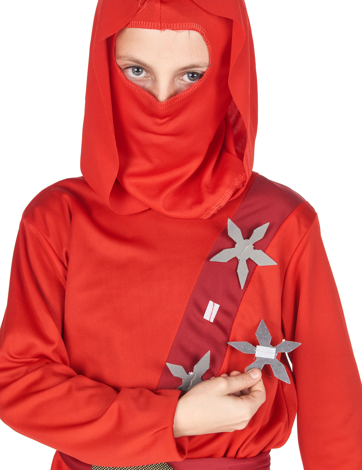 Détail des étoiles et de la cagoule du déguisement ninja