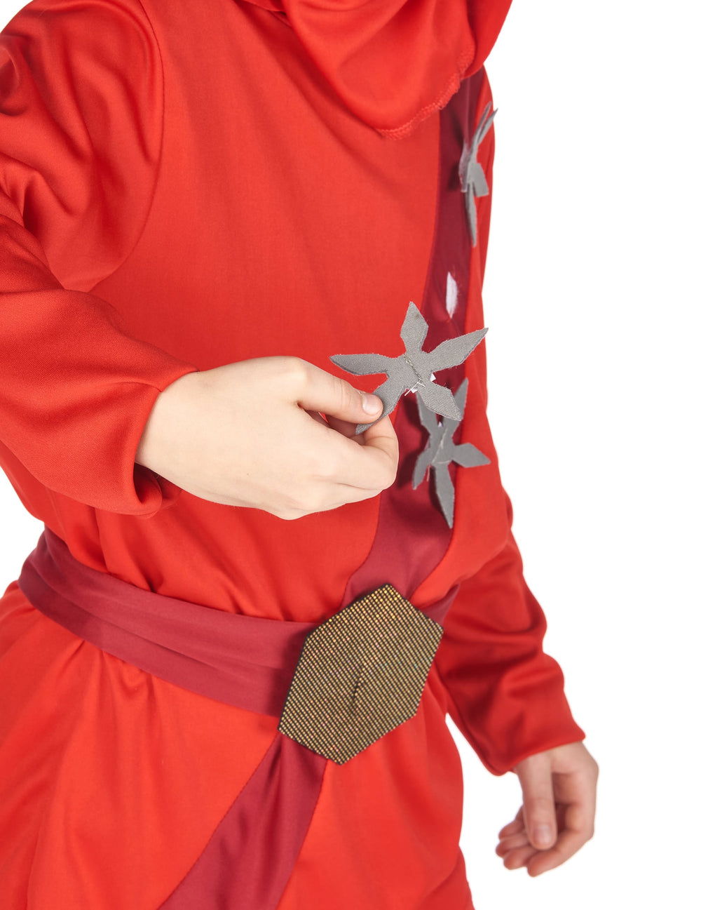 Détail des étoiles de jet et de la ceinture du déguisement ninja pour garçon
