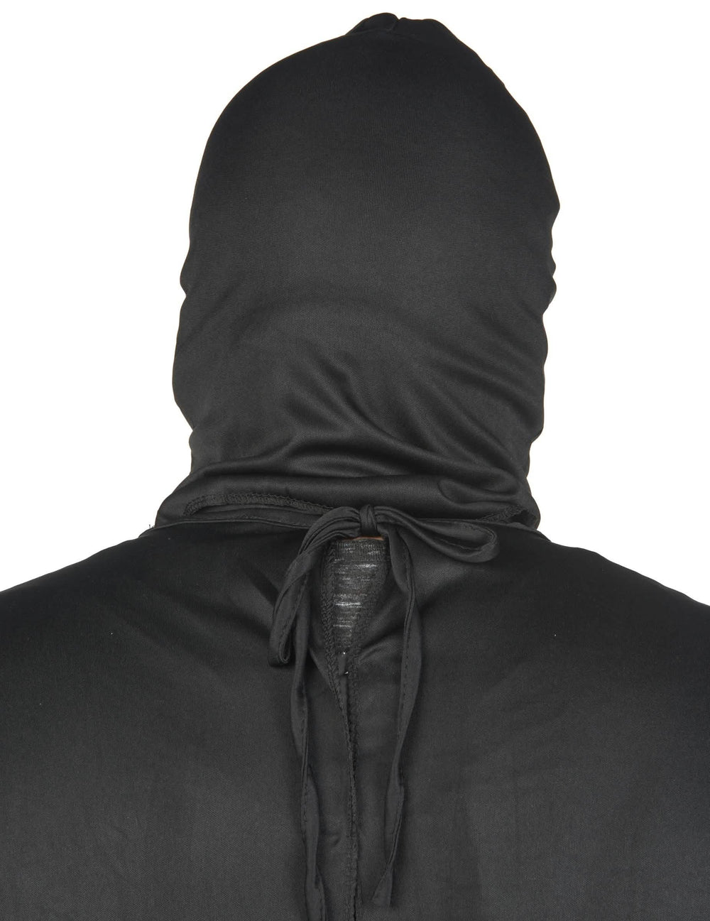 Vue de dos de la cagoule du déguisement de squelette
