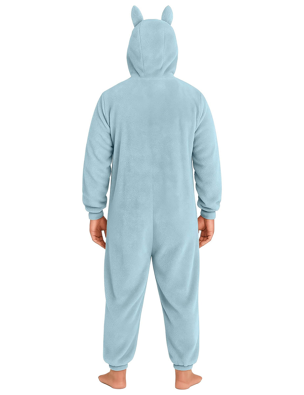 Vue de dos du déguisement peluche monstre pour homme bleu