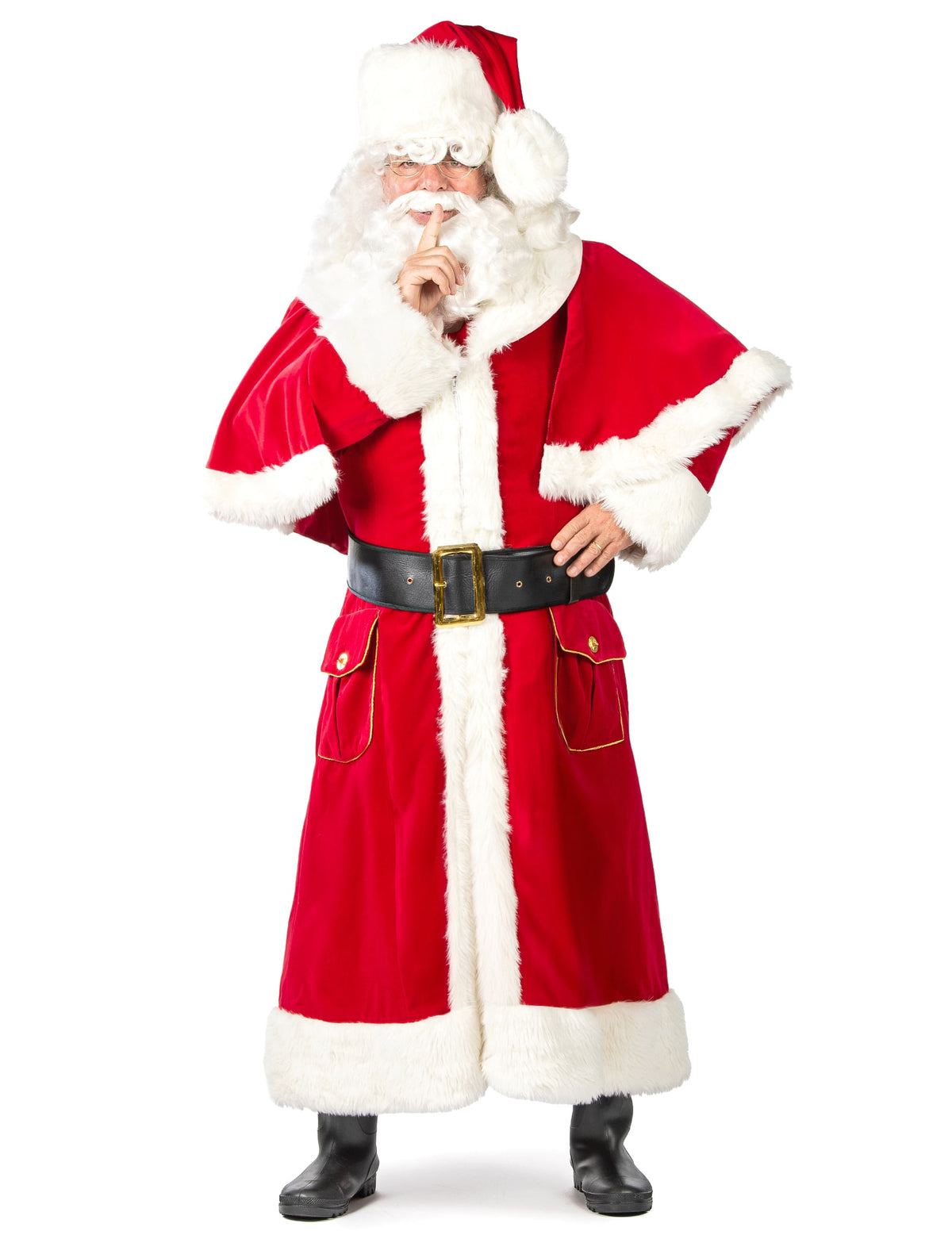 Vue de face du déguisement de Père Noël Haut de Gamme pour adulte