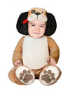 Déguisement de petit chien pour bébé marron et blanc avec oreilles noires