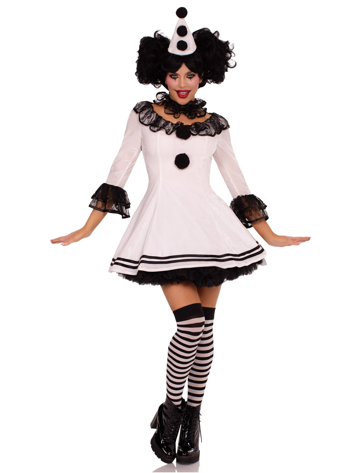 Vue d'ensemble du déguisement de pierrot sexy pour femme