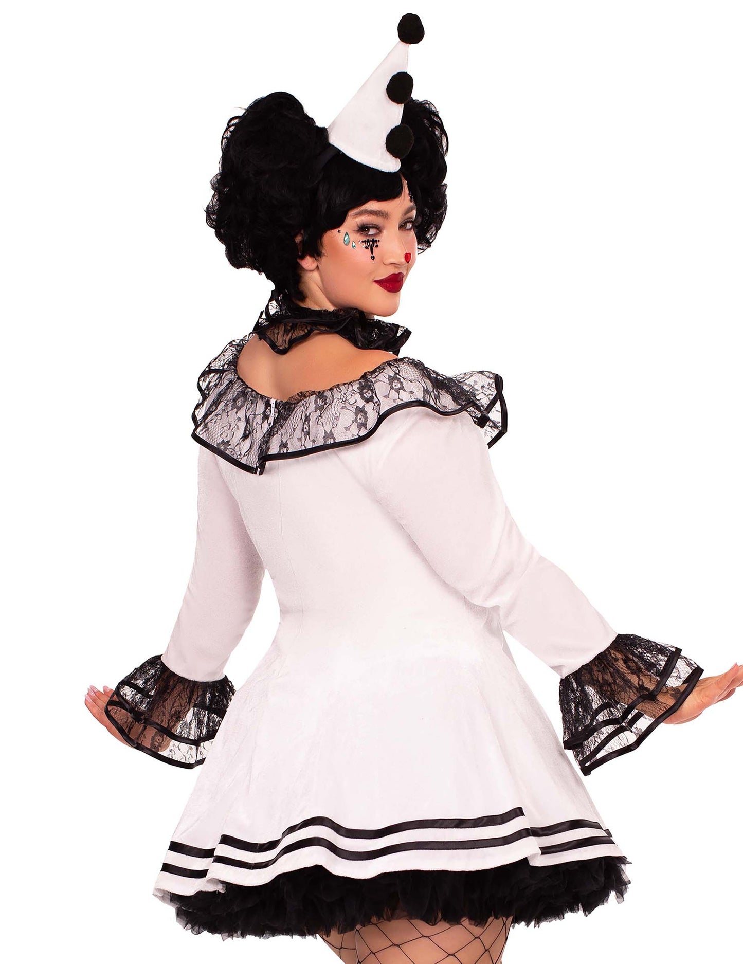 Seksi bijeli pierrot kostim plus veličina za žene
