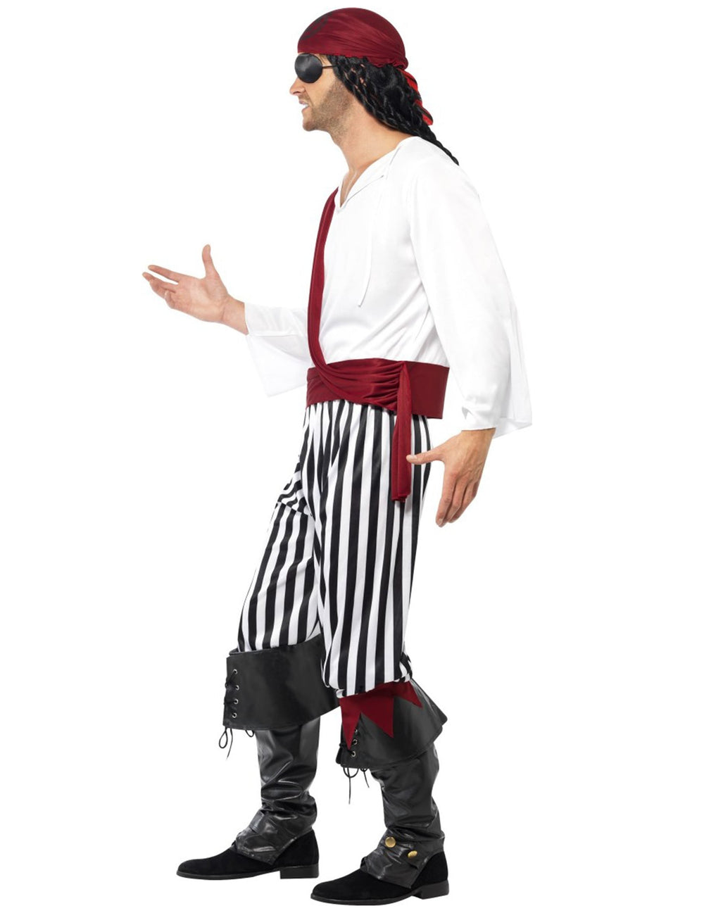 Vue de profil du déguisement pirate avec bandana rouge