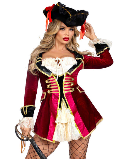 Seksi ženski kostim gusara u bordo boji 