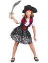 Déguisement pirate imprimé tête de mort pour fille noir rouge et blanc avec chapeau