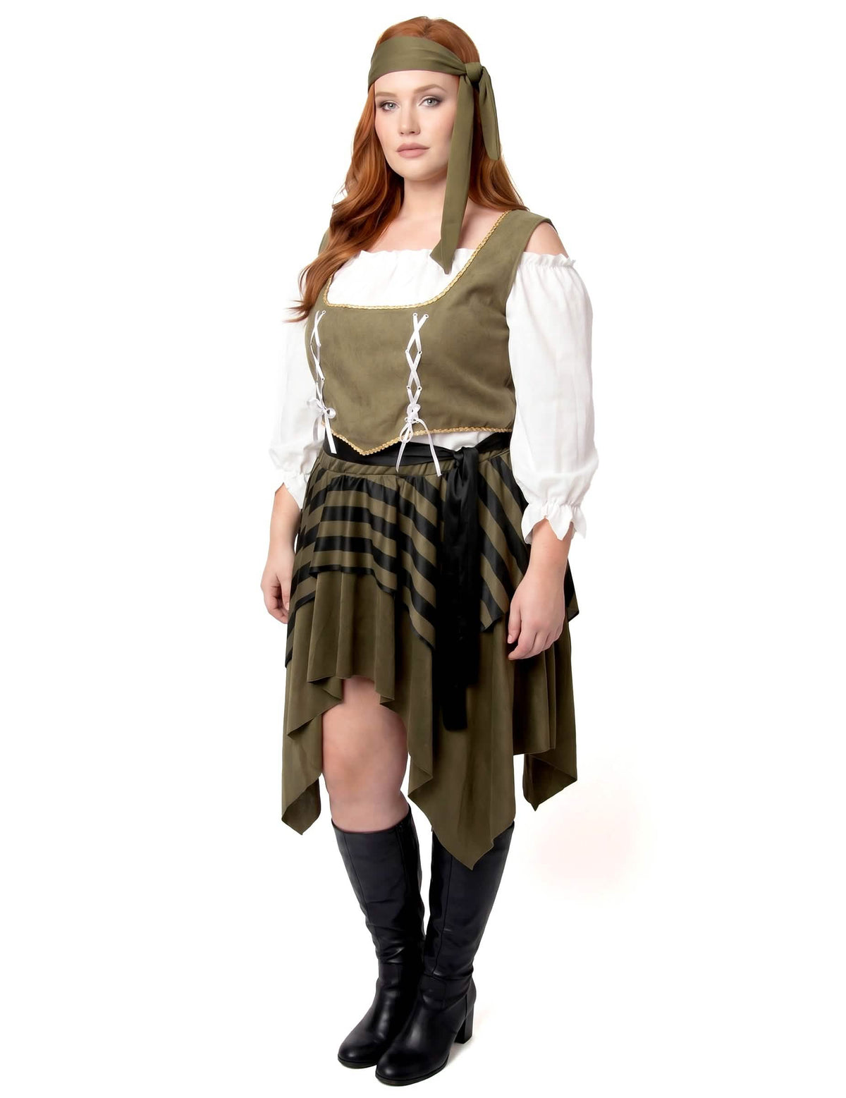 Zelena zelena flibustière gusar Velika ženska kostim