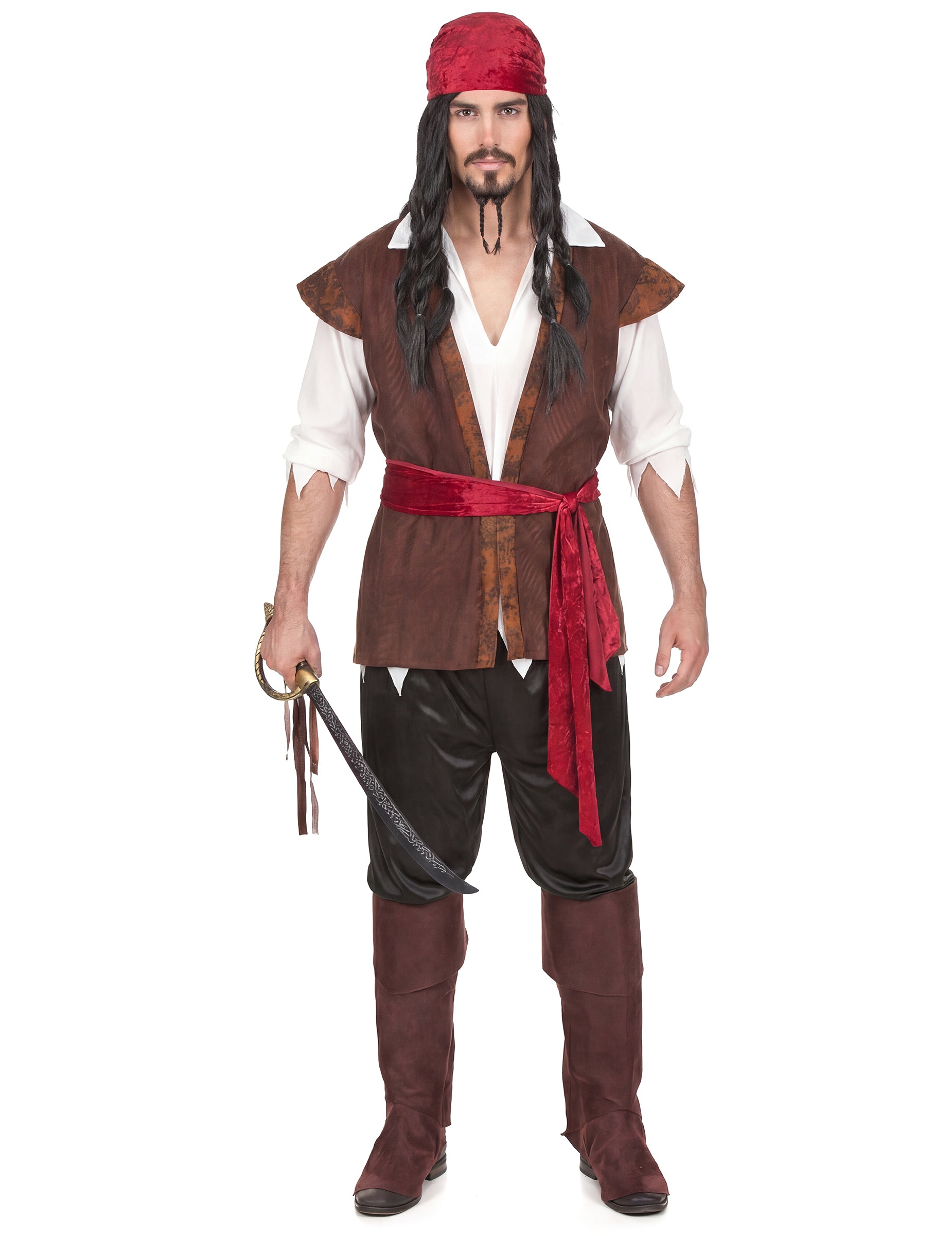 Frontalni pogled s mačem dizajna pirata za muškarce