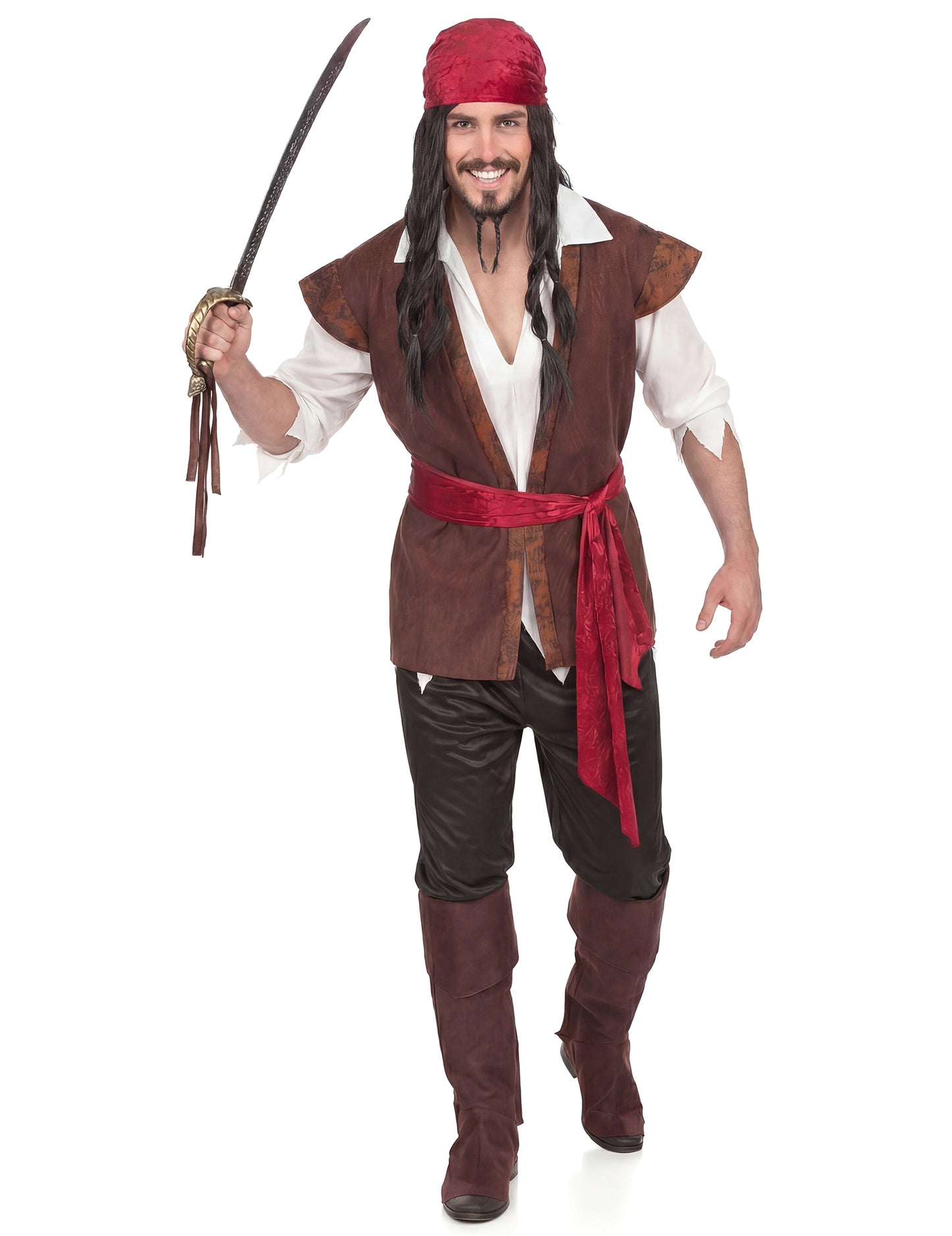 Pogled cijelog tijela s mačem dizajna pirata za muškarce