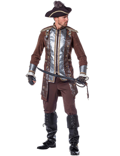 Déguisement pirate luxe argent et marron homme