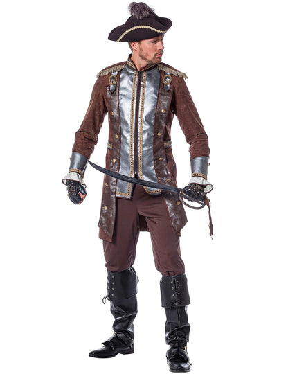 Déguisement pirate luxe argent et marron homme