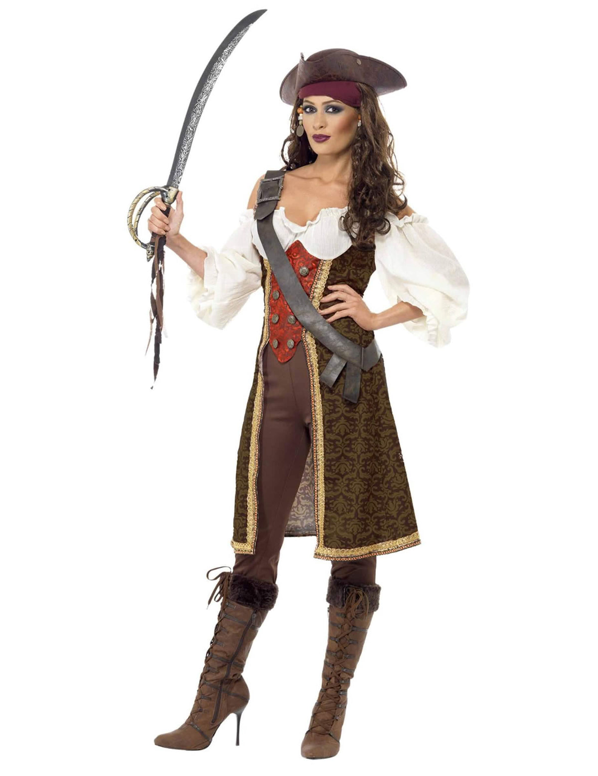 Sablja koju drži u ruci dio ženskog piratskog kostima