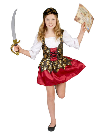 Sabre et carte au trésor du déguisement de pirate aux motifs dorés