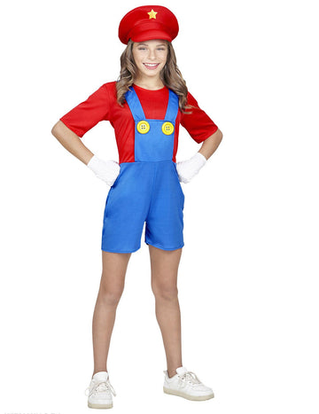 Kostim vodoinstalatera s crvenim kratkim hlačama za djevojčice 
