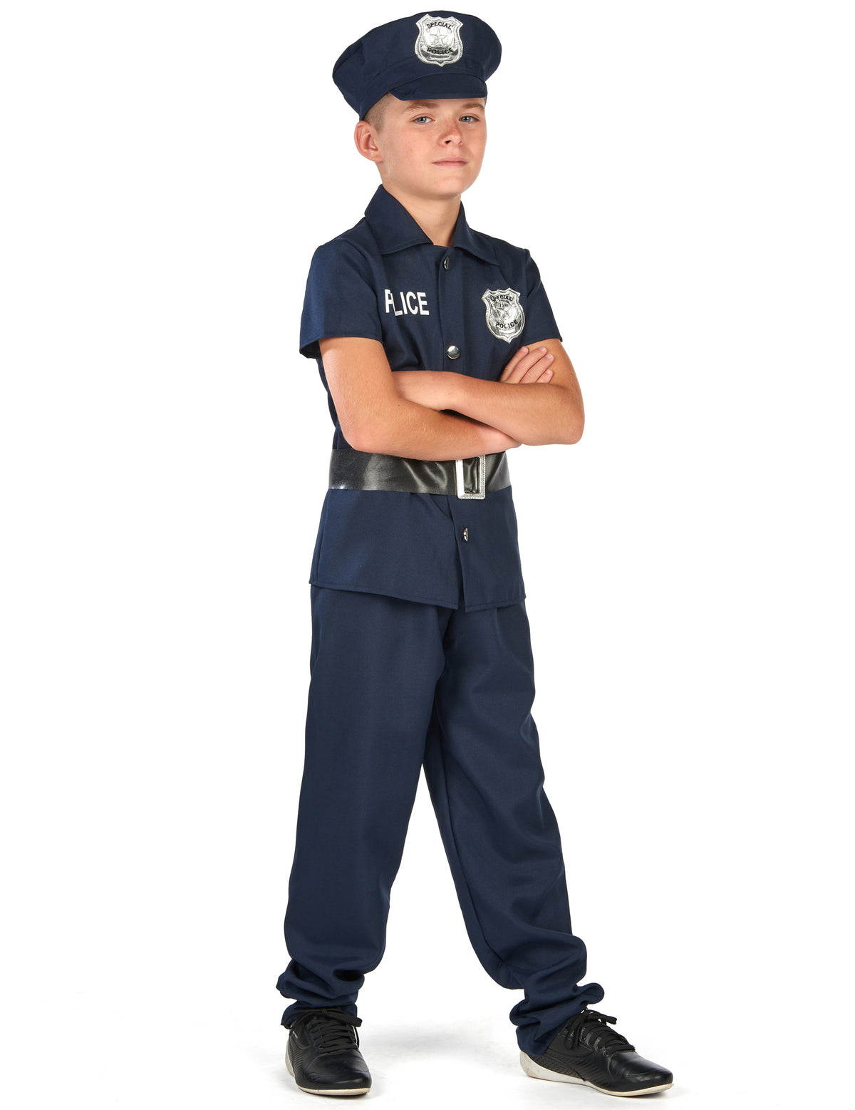 Vue de profil du déguisement de policier à manches courtes pour enfant