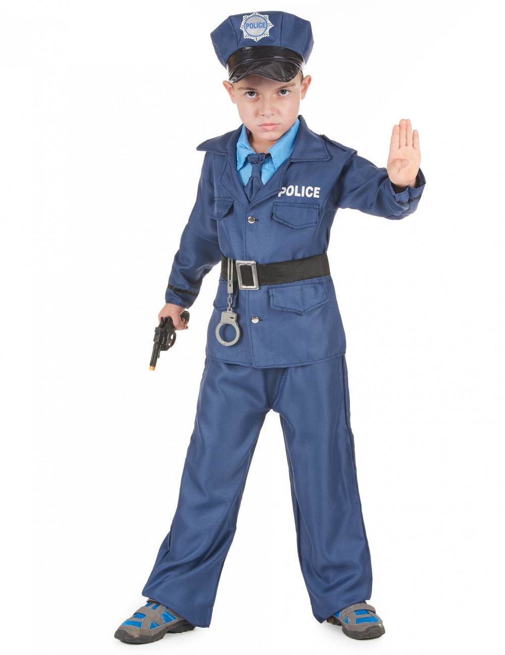 Déguisement de policier pour enfant bleu avec casquette et ceinture