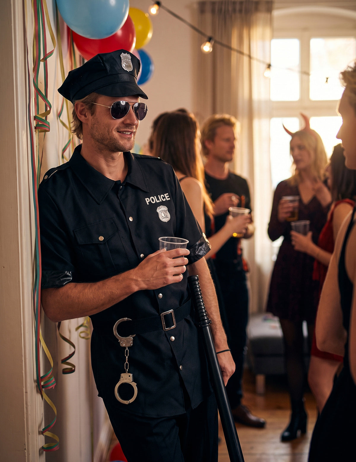Crni policijski kostim muškarac