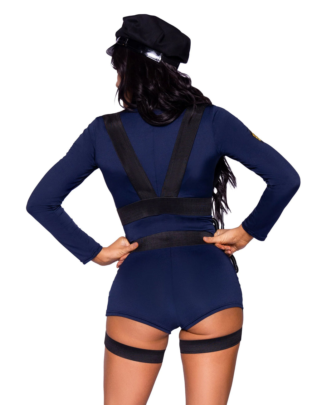 Vue de dos du déguisement policière combishort sexy