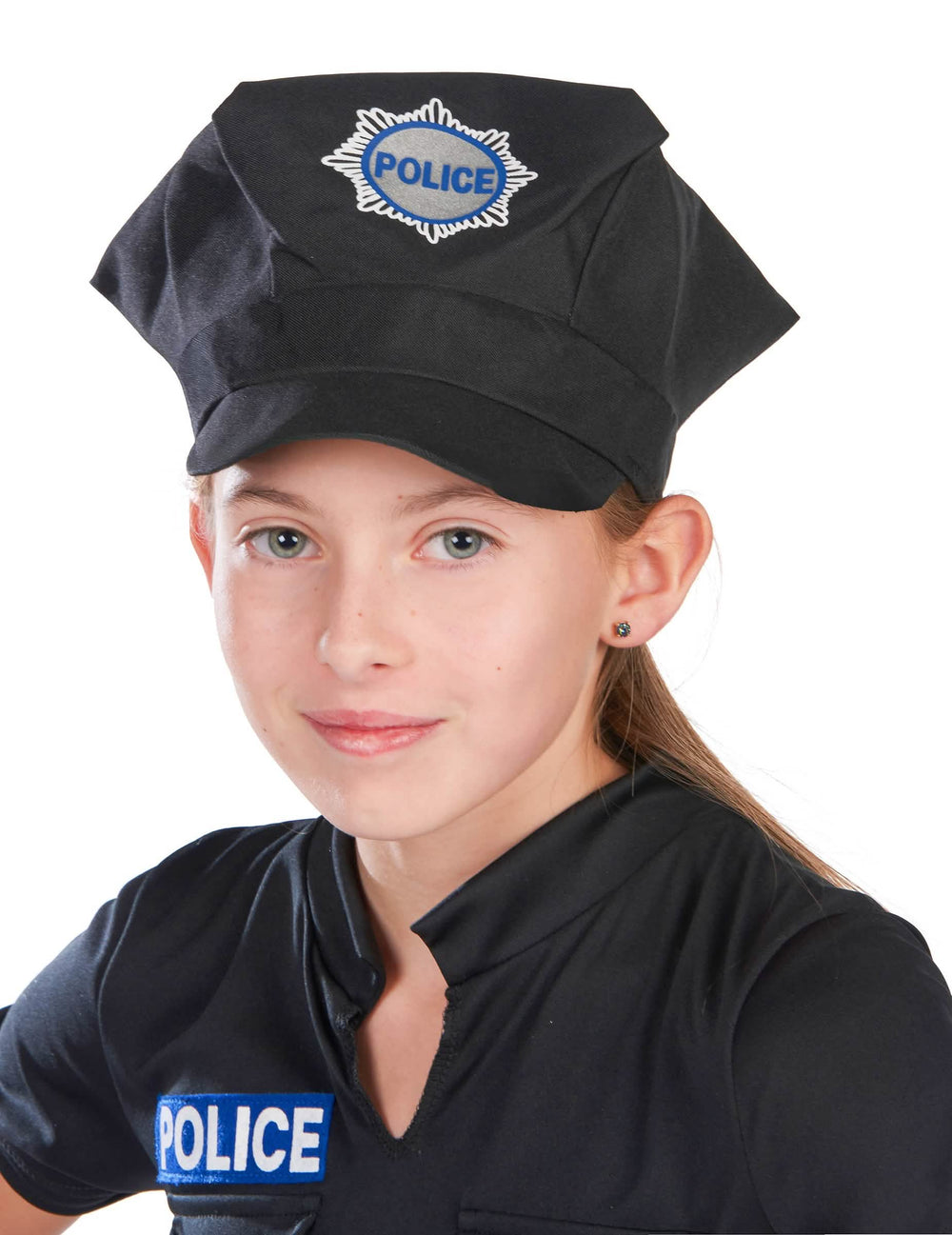 Krupni plan kape policijske kostima za djevojčicu