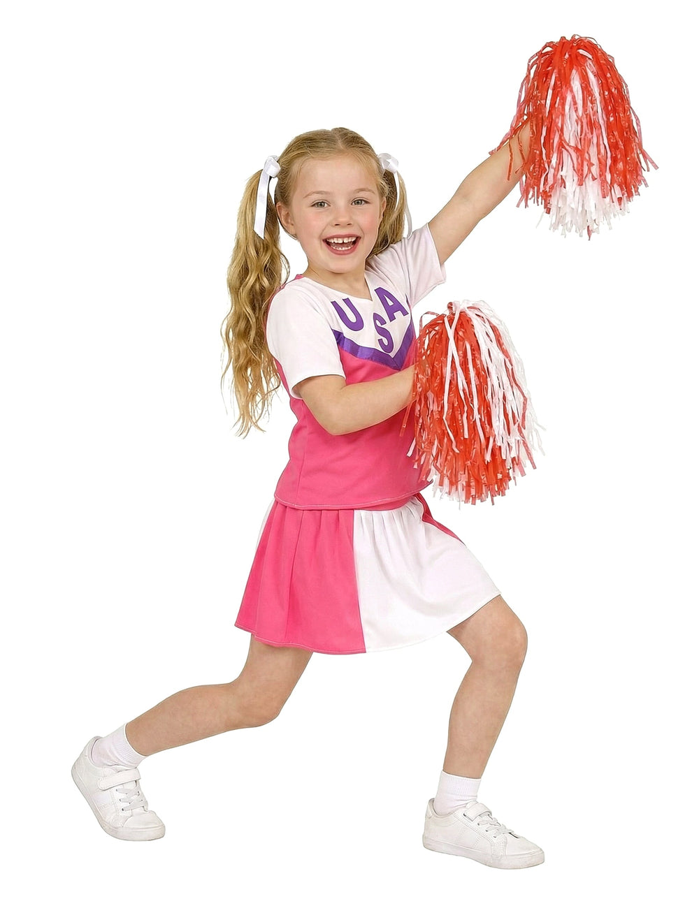 Vue de profil du déguisement pompom girl pour fille