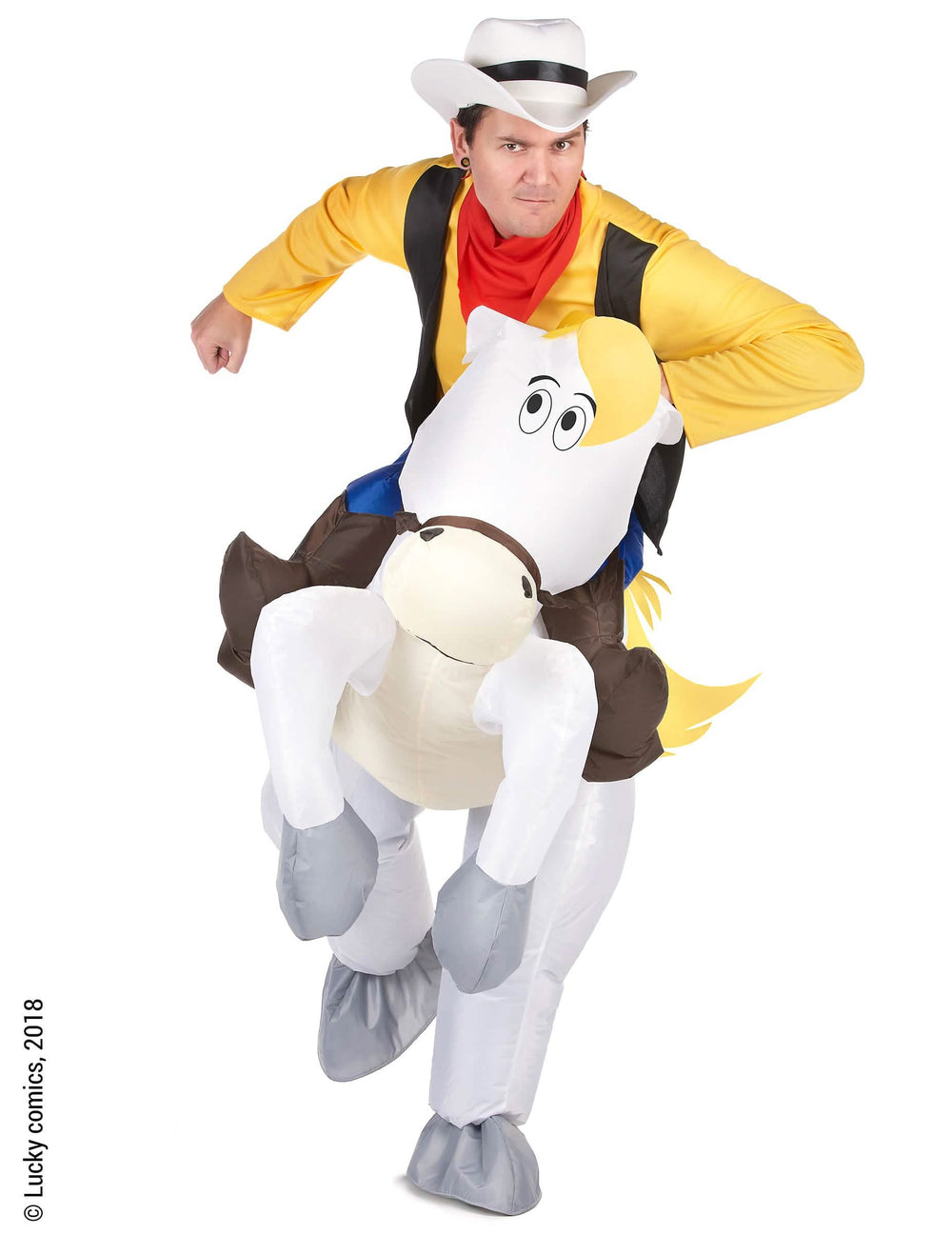 Kostim nosi me Jolly Jumper Lucky Luke za odrasli žuta i bijela nosi me