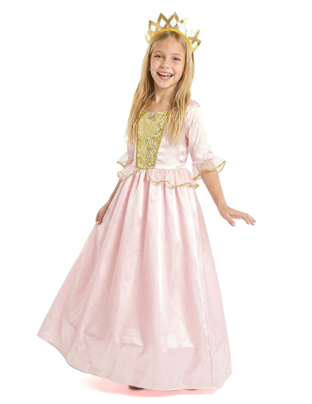 Déguisement princesse avec diadème pour fille rose et doré