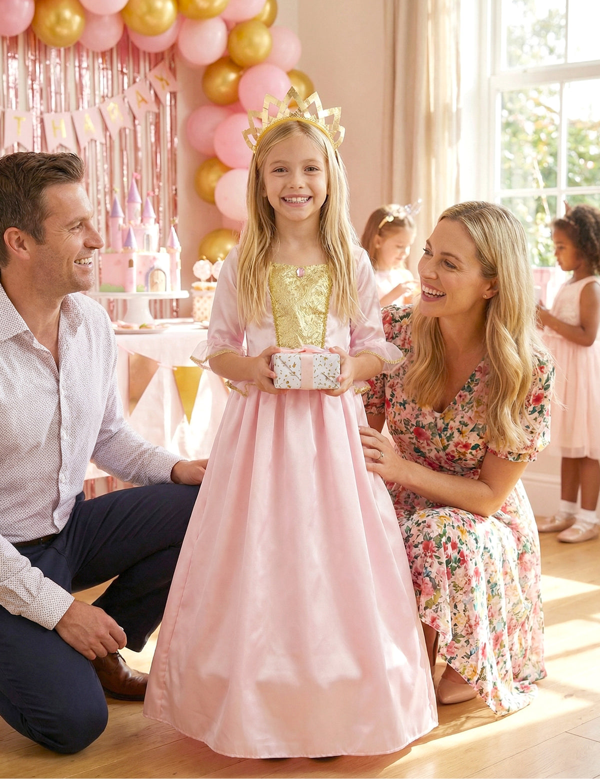 Mise en situation lors d'un anniversaire du déguisement princesse avec diadème