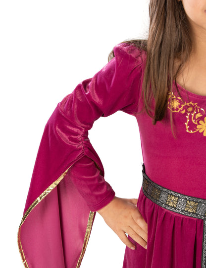 Médieval princeza kostim Velvet Pink Girl