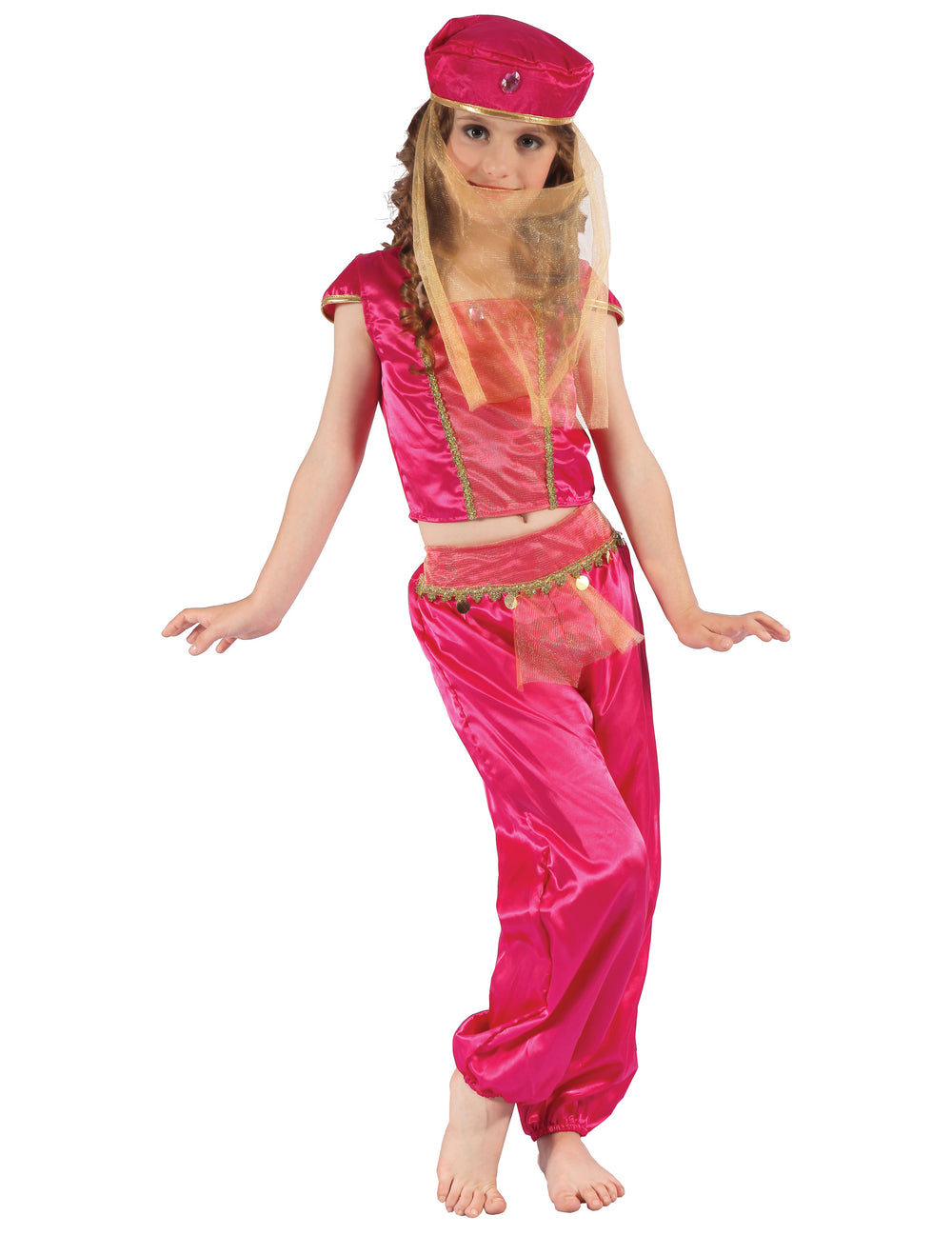 Déguisement de danseuse orientale pour fille rose et or